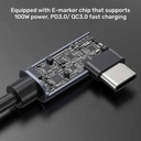 UNITEK C14147ABK01 PD 100W 1Meter USB-C Dual 90 Degree Cable