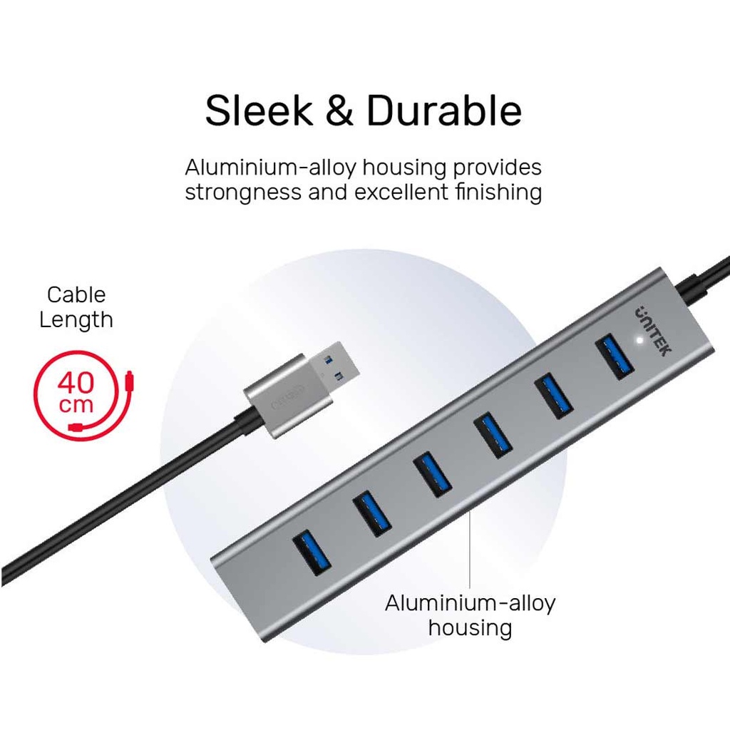 UNITEK Y-3090 uHUB S7 7-Port USB 3.0 SuperSpeed 5Gbps