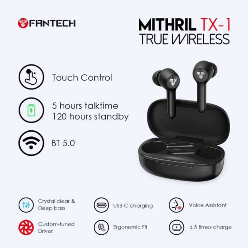 Fantech TWS TX-1 MITHRIL 5.0 Wireless Earphones