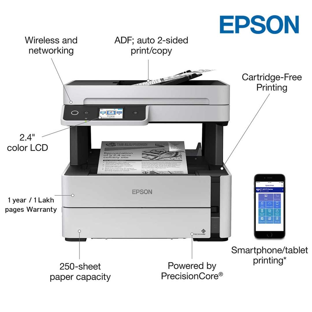 Epson EcoTank Monochrome M3180 All-in-One Duplex Wi-Fi Ink Tank Printer |  Quality Computer