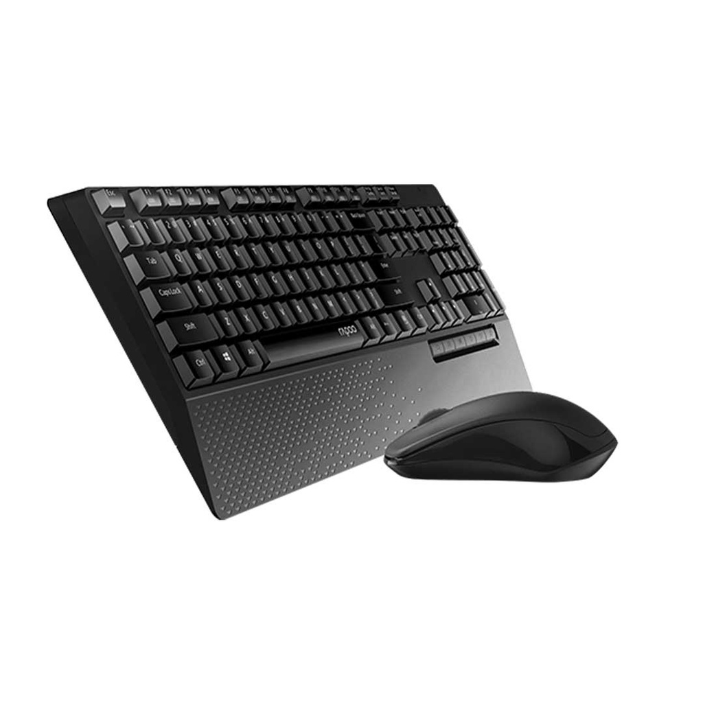 Rapoo X1960 Wireless Optical Mouse & Keyboard Spill Resistance Multimedia Hotkeys 1000DPI Black