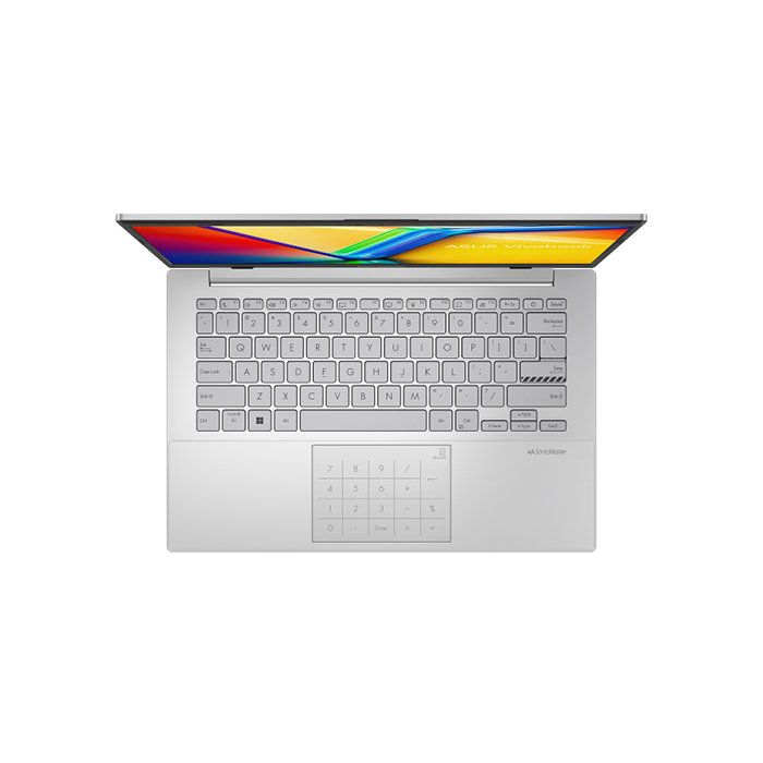 Asus Vivobook Go 14 E1404FA-NK220W Ryzen 5 7520U | 8GB RAM | 512GB SSD | AMD Radeon Graphics | 14″ FHD Display | Windows 11 | Backlit Keyboard | Touch NumberPad | Backpack | Mouse | Silver | 2 Years Int'l Warranty