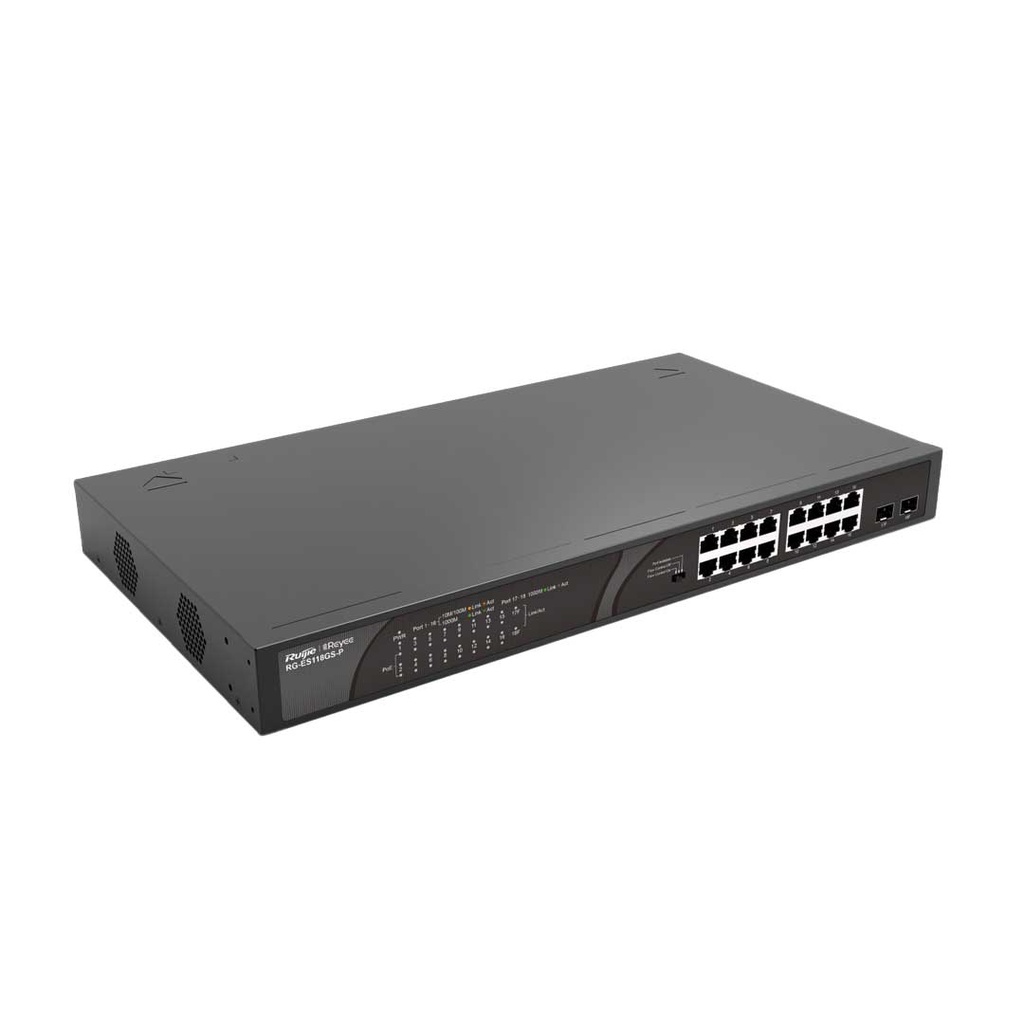 Ruijie Reyee RG-ES118GS-P 16-Port 10/100/1000Mbps PoE With 2-Port SFP Unmanaged Switch