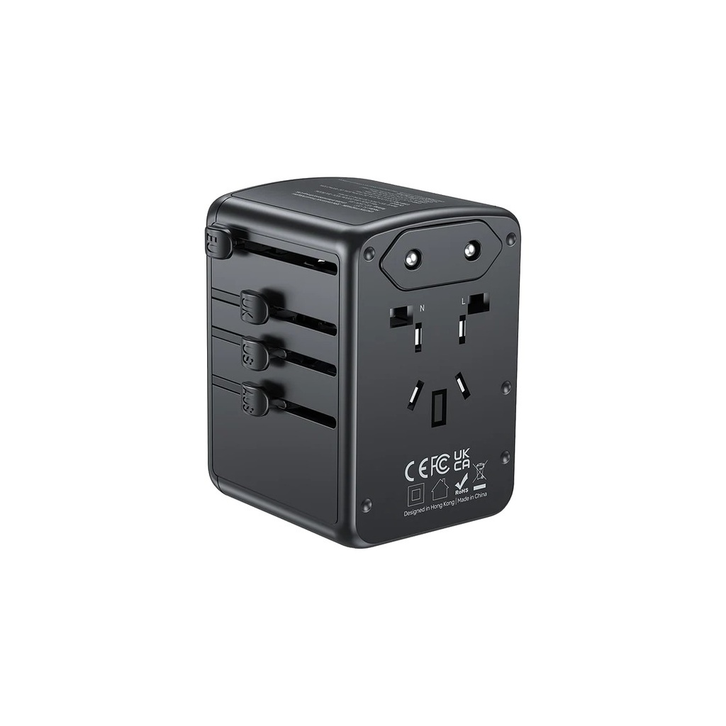 UNITEK P1121AB 35W Universal Travel Adapter with 2 USB-C PD & 3 USB-A Charging Ports