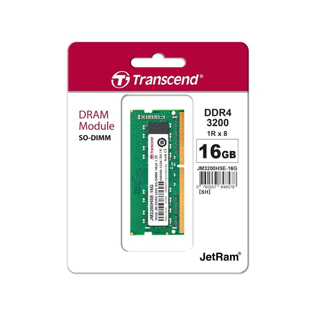 Transcend Laptop Ram 16GB DDR4 3200Mhz (JM3200HSB-16G)