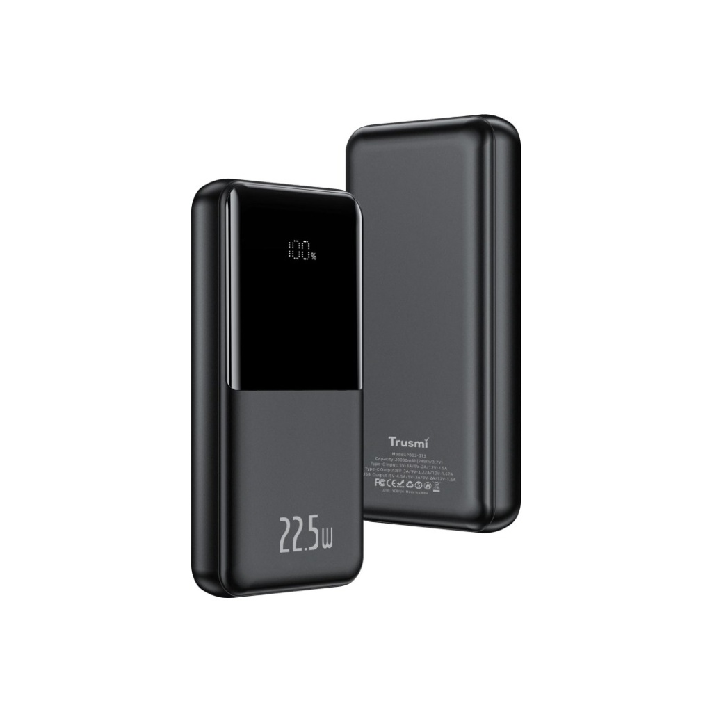Trusmi PB03-013 20000mAh 22.5W Digital Fast Charging Power Bank (Black)