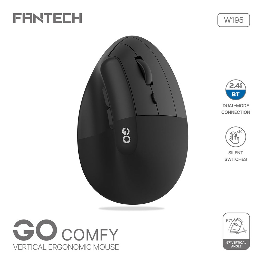 Fantech W195 GO Comfy Vertical Ergonomic Wireless & Bluetooth Mouse
