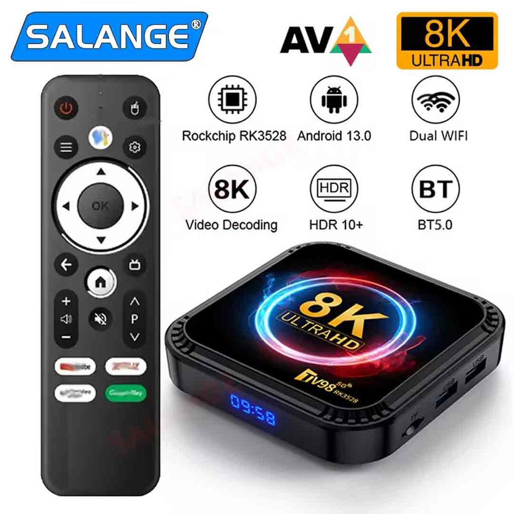 TV98 8K Ultra HD 5G Android TV Box 4GB RAM 32GB ROM (RK3528)