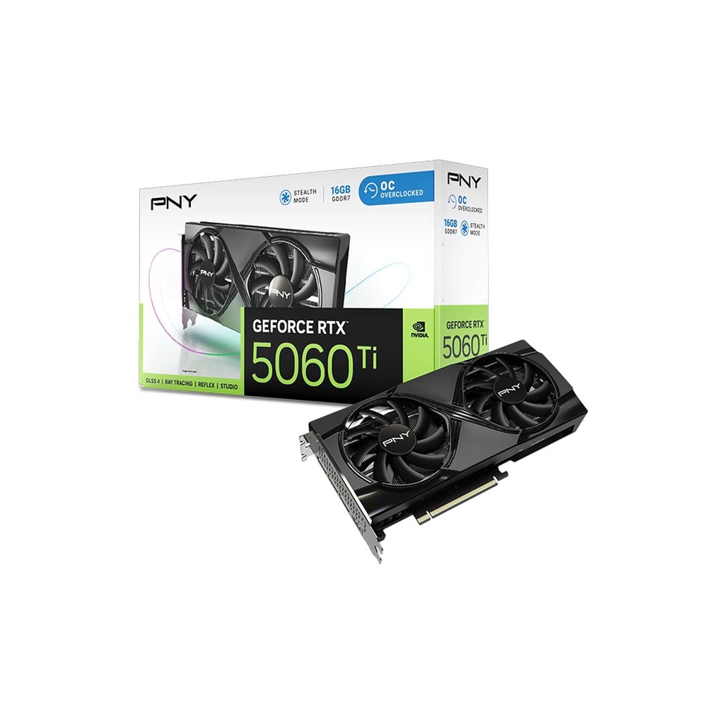 PNY NVIDIA GeForce RTX 5060Ti OC 16GB GDDR7 PCle 5.0 Graphics Card (Dual Fan)