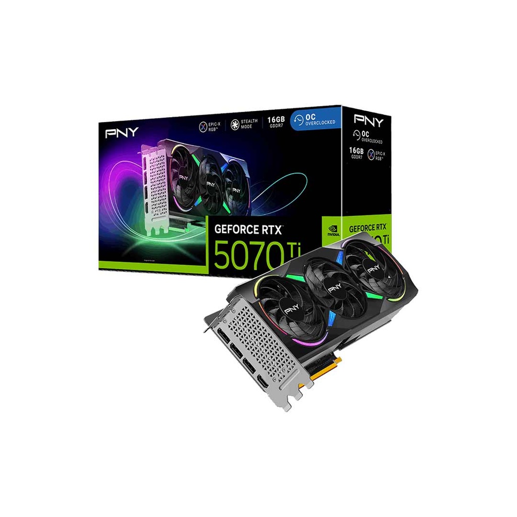 PNY NVIDIA GeForce RTX 5070Ti OC 16GB GDDR7 PCle 5.0 ARGB Graphics Card (Triple Fan)