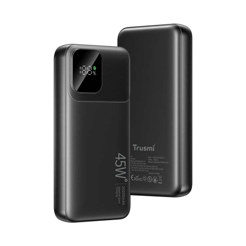 Trusmi PB14-011 20000mAh 45W Digital Display Fast Charging Power Bank (Black)