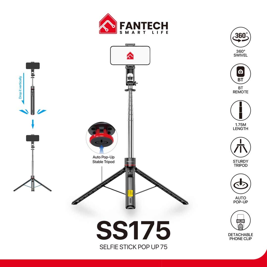 Fantech SS177 Bluetooth Selfie Stick Pop Up Tripod With Remote