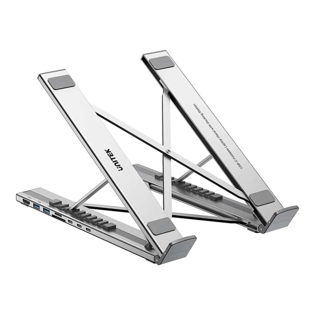 UNITEK D1137A USB-C Foldable Laptop Stand with Docking Station