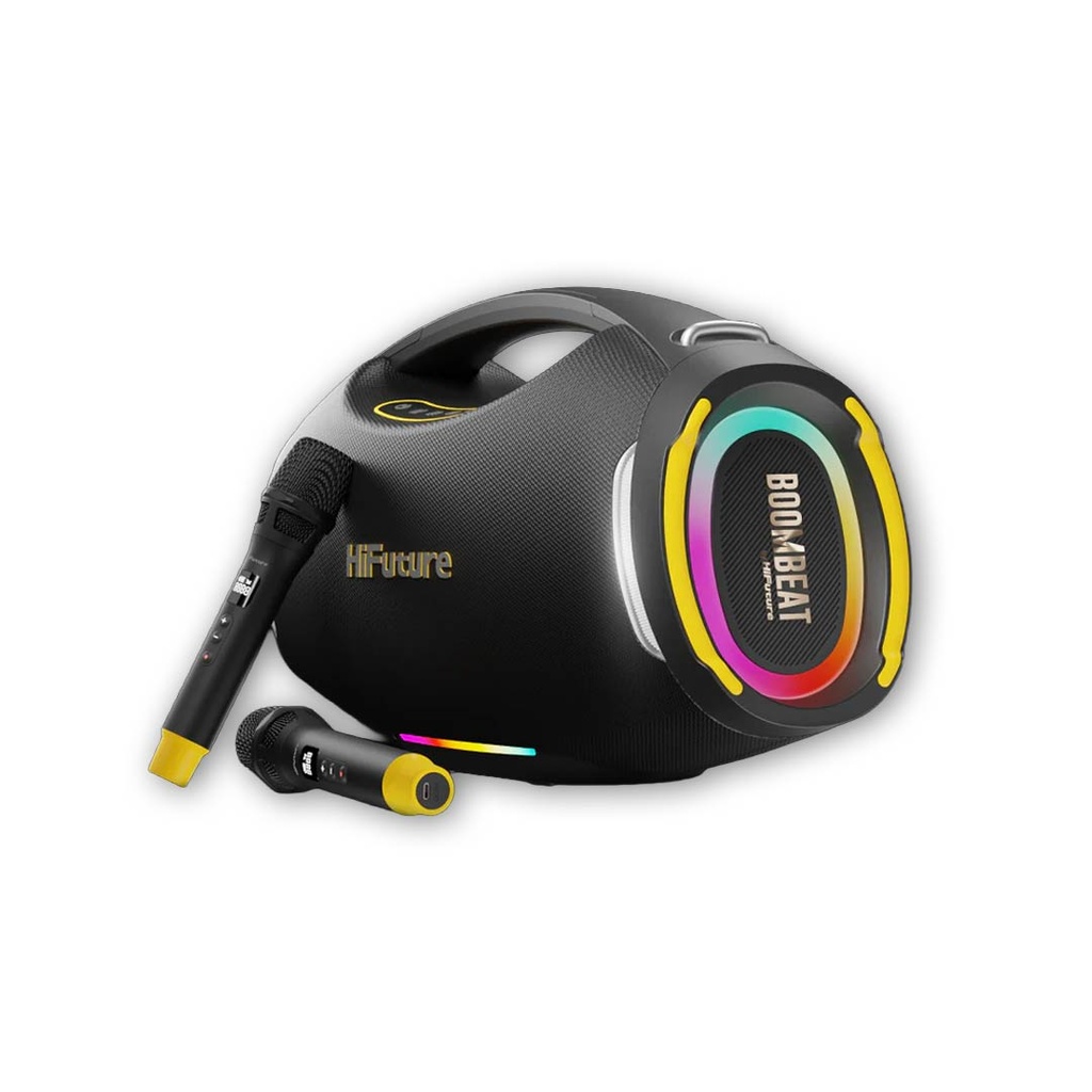 HiFuture Boombeat Go Thunderous 350W Party Power | Multiple Audio Input |  Dual Wireless Microphones | 12 Hours of Uninterrupted Playtime Battery