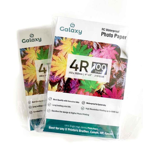 Galaxy 4R (270gsm, Resin Coated) Glossy Photo Paper (100Pcs Pack)