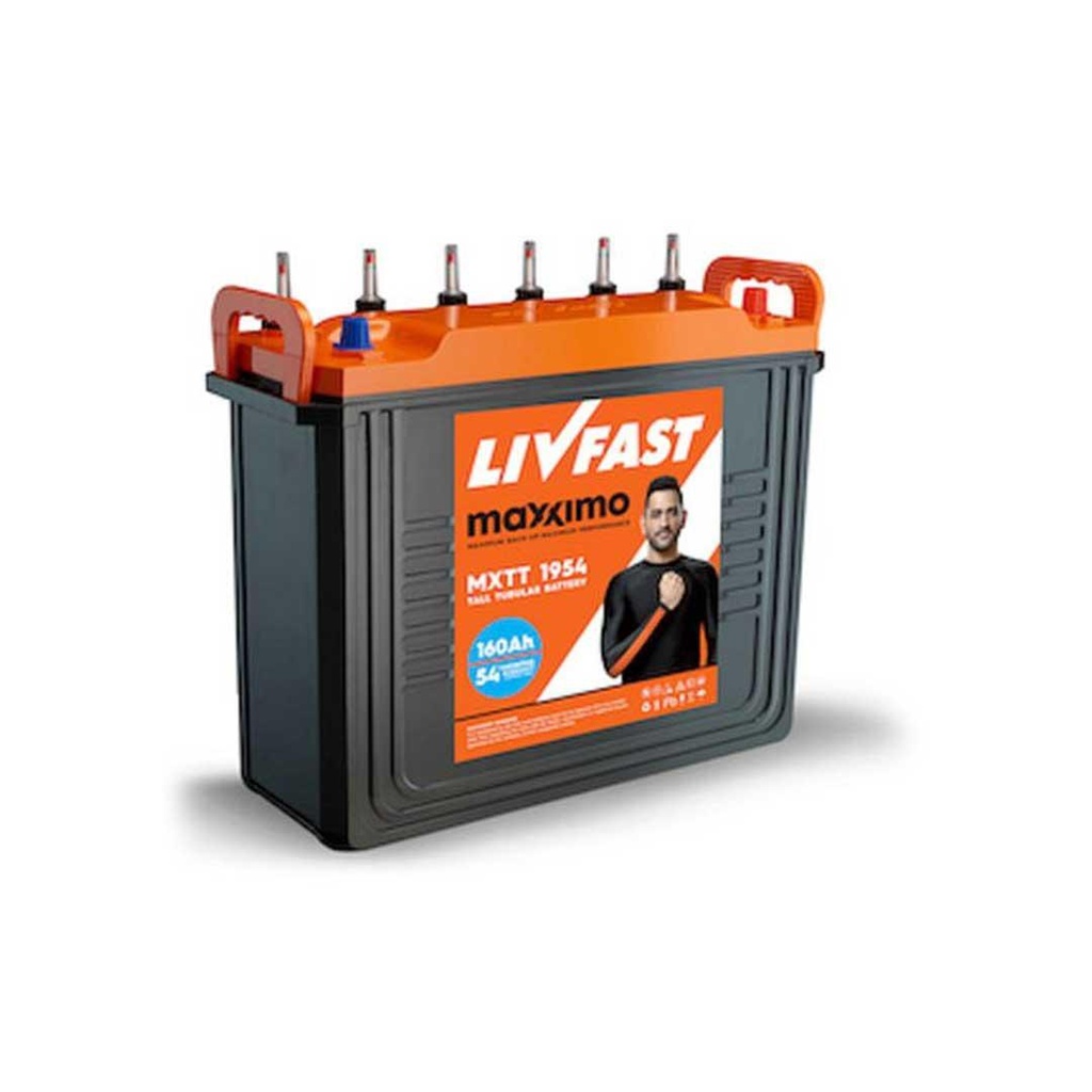 Livfast (Maxximo 1954) 160Ah/12V Tall Tubular Battery 54Months (30+24M) | Quality