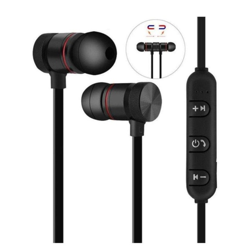 Sport Bluetooth Magnetic Earphones (Black & Red)