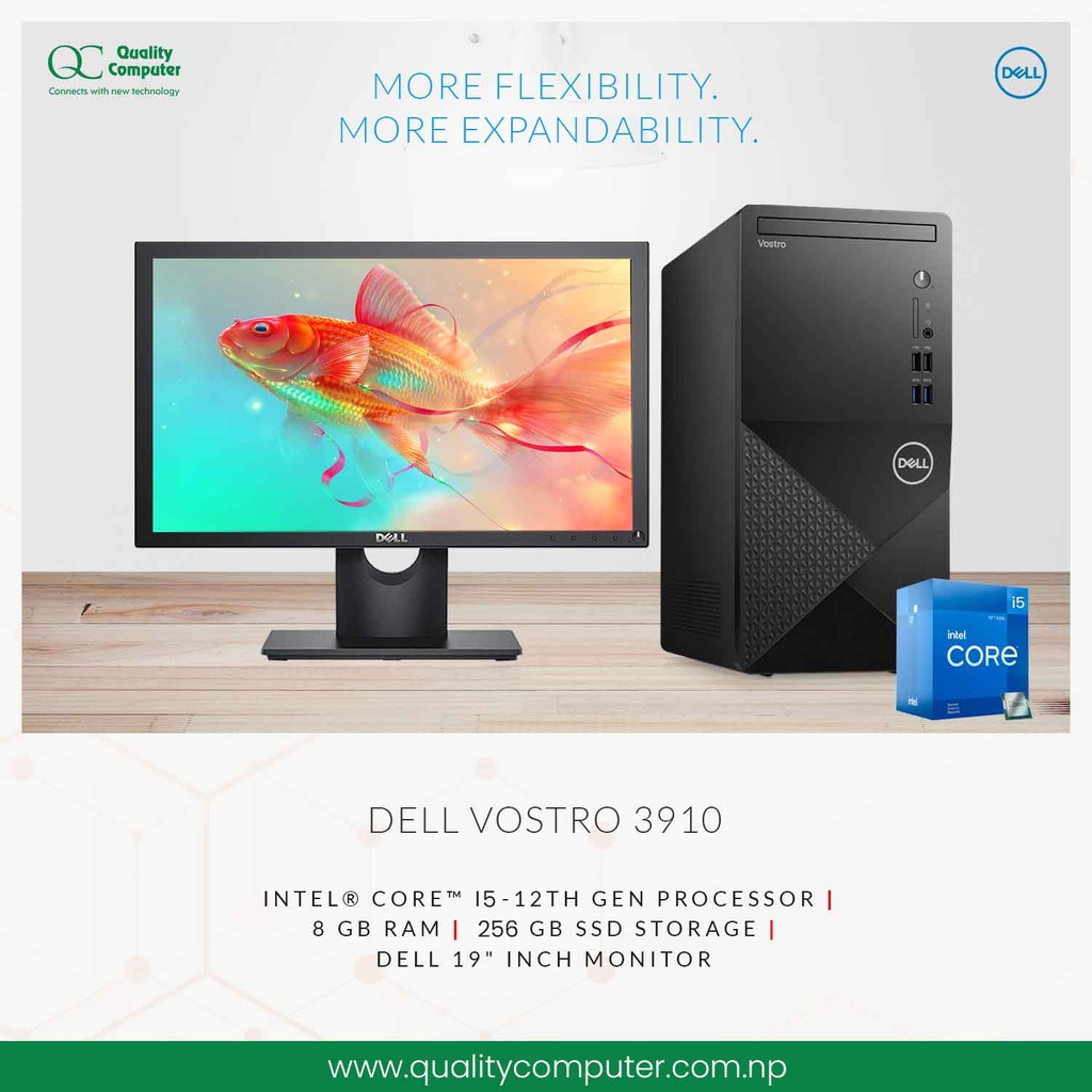 Dell vostro 3910 i5 8gb 256gb 12th with wifi desktop 19 monitor