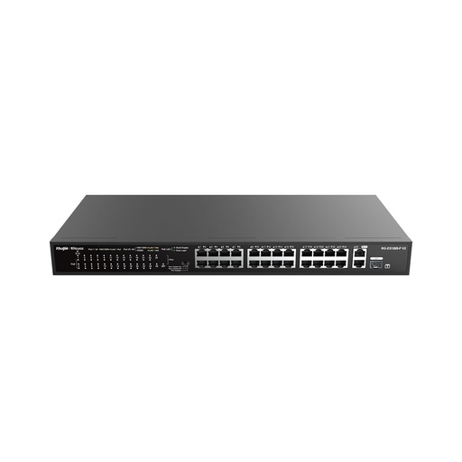 [RG-ES126S-LP V2] Ruijie Reyee RG-ES126S-LP V2 24-Port 10/100 Mbps PoE+ With 2-Port Gigabit (1-Port Combo SFP) Unmanaged Switch
