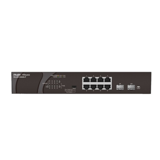 [RG-ES110GDS-P] Ruijie Reyee RG-ES110GDS-P 8-Port 10/100/1000 Mbps PoE+ With 2-Port SFP Unmanaged Switch