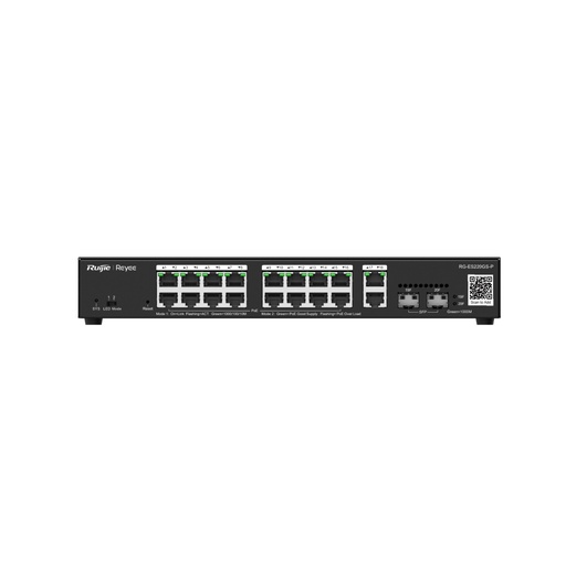 Ruijie Reyee RG-ES220GS-P 16-Port 10/100/1000 Mbps PoE+ with 2-Port Gigabit & 2-Port SFP Cloud Managed Switch