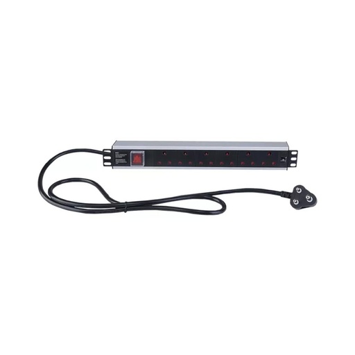 Linkbasic 6 Way All PDU Unit, Horizontal 1U, UK Plug, 2M Cable, Aluminium Moulded Rack Mount PDU