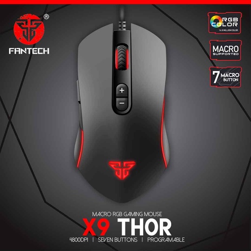 Fantech THOR X9 4800 DPI Macro RGB Wired Gaming Mouse (Black)