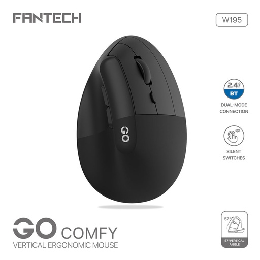 Fantech W195 GO Comfy Vertical Ergonomic Wireless & Bluetooth Mouse
