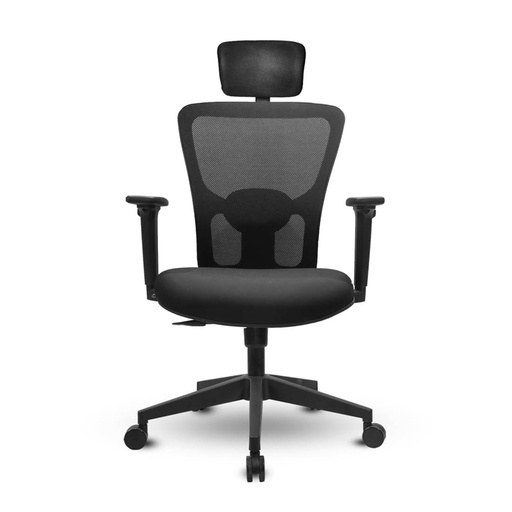 [S-JAZZ-1091B] Modulus Jazz HB 4 Way Adjustable Headrest and Arms, Single Lock Mechanism Chair (Black)