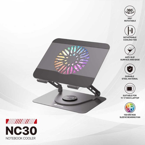 Fantech NC30 RGB Laptop Cooling Pad With 360° Rotation