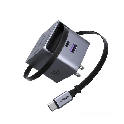 [65821] UGREEN 45W GaN Fast Charger with Retractable Cable