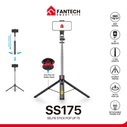 Fantech SS175 Bluetooth Selfie Stick Pop Up Tripod With Remote
