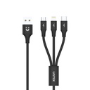 UNITEK C14049BK 3-in-1 USB-A to USB-C Micro USB Lightning Multi Charging Cable